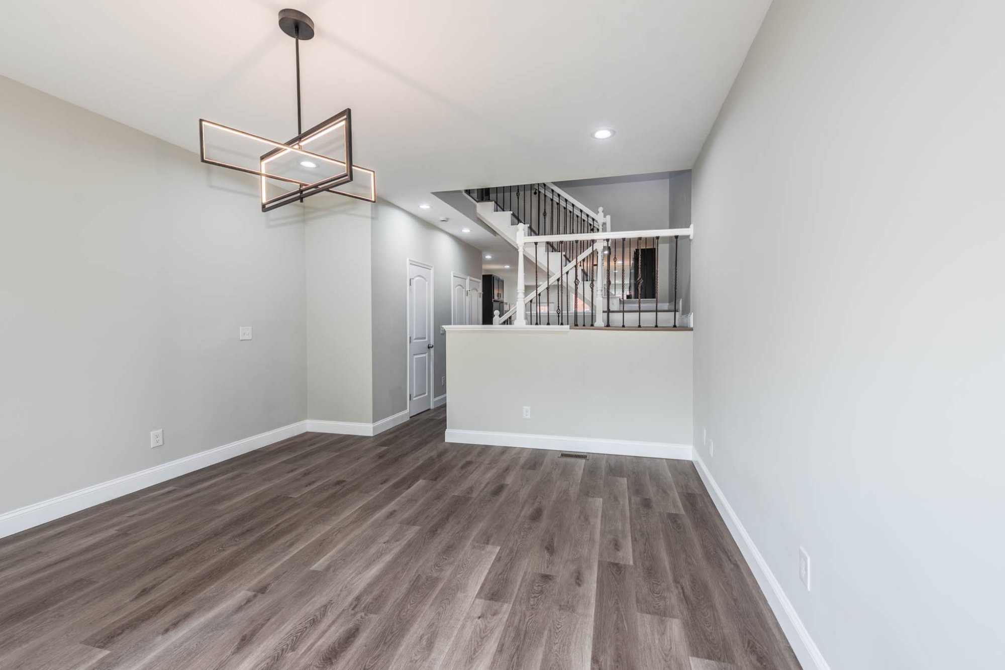 Hollins Market Modern contemporary iron railing staircase